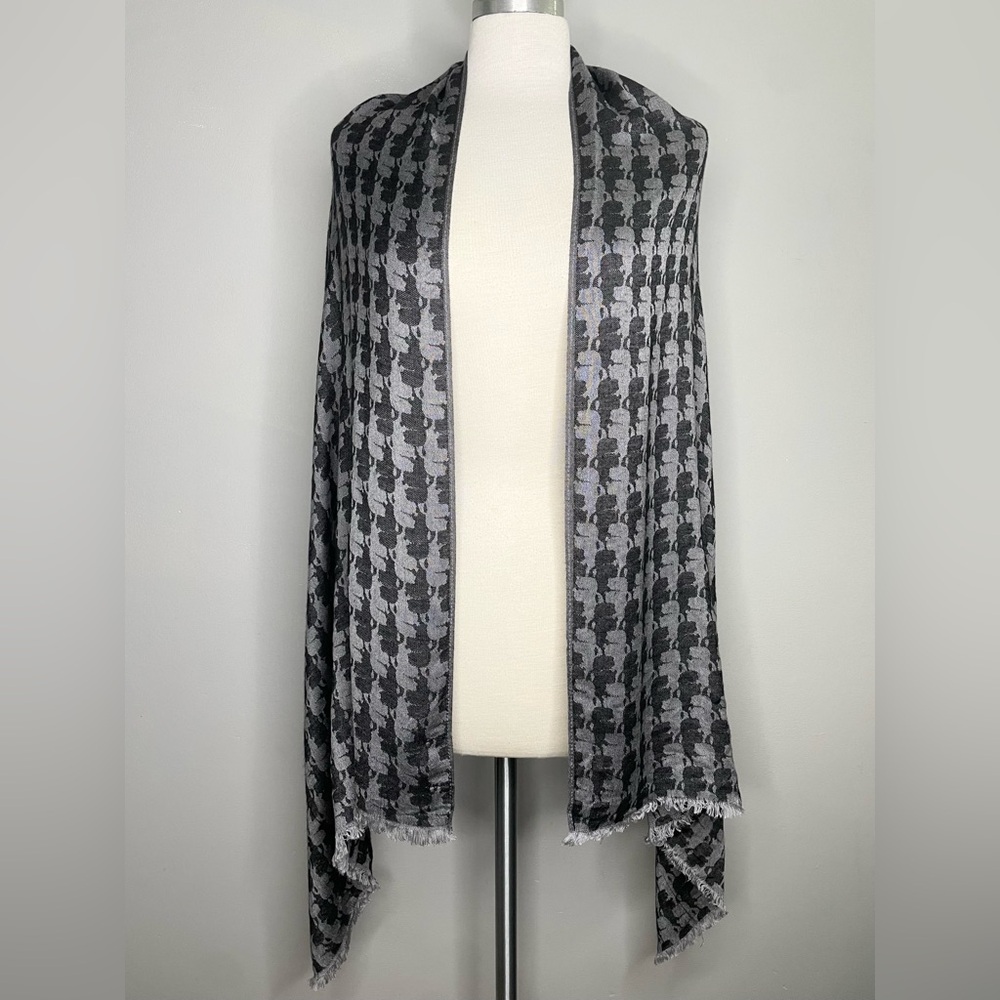 Karl Lagerfeld Paris Printed Scarf Wrap Gray